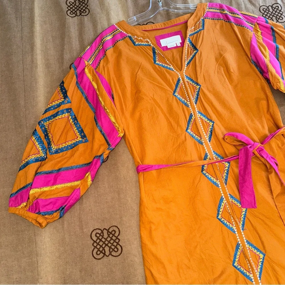 Anthropologie Stasiana Embroidered Patchwork Long Sleeve Tunic Dress - Picture 4 of 17